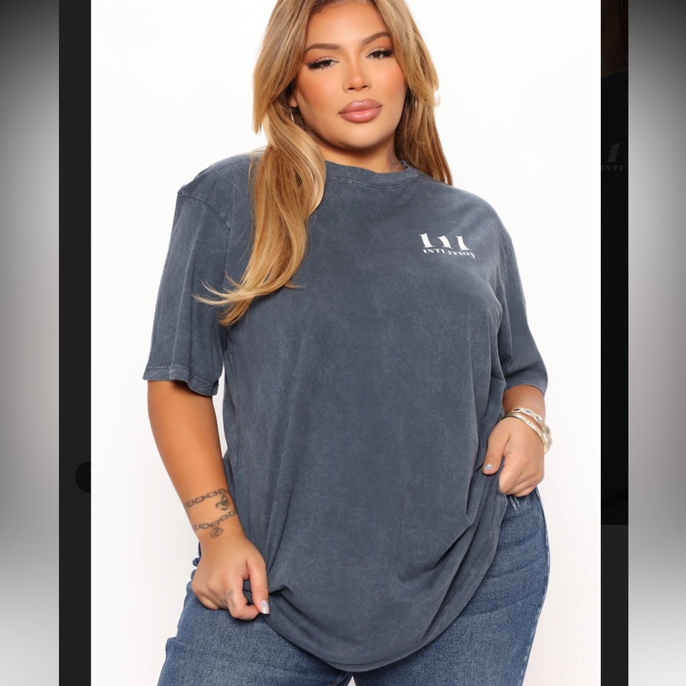 Fashion Nova Curve 111 Angel Number Tunic Distressed Graphic Tee Plus Size 3X